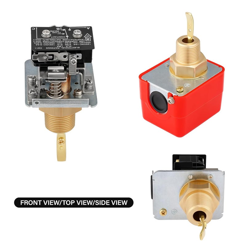 Solimeta Liquid Water Oil Water Flow Sensor Switch Paddle Type SPDT R3/4 250V 15A IP54 HFS-20 Red - Image 2